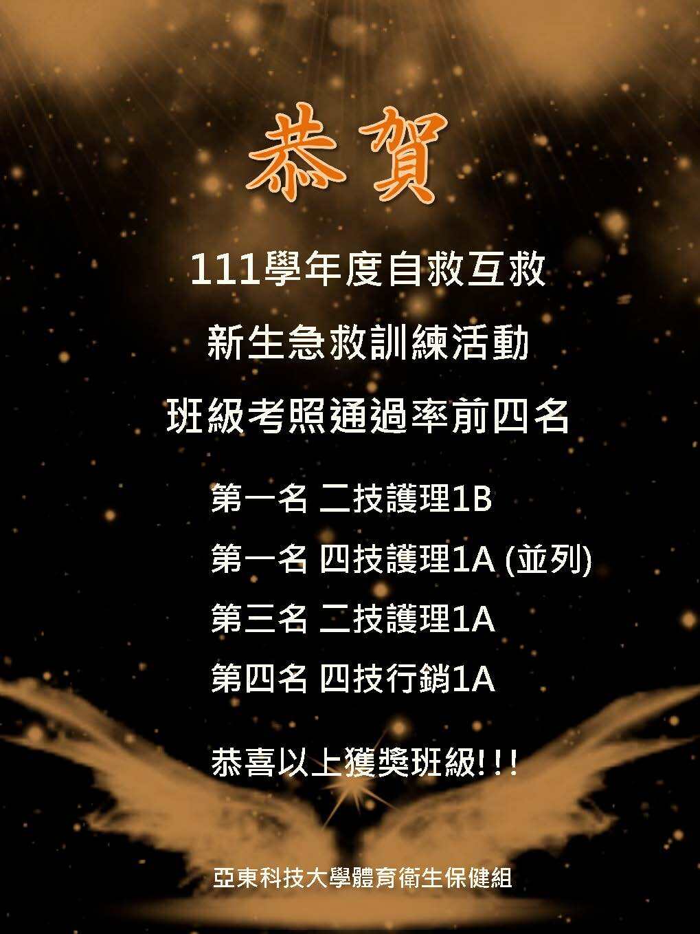 111新生急救訓練活動前四名