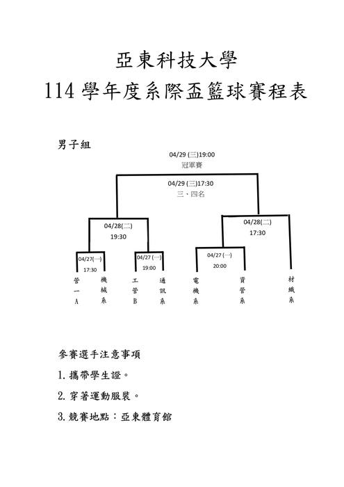 賽程表