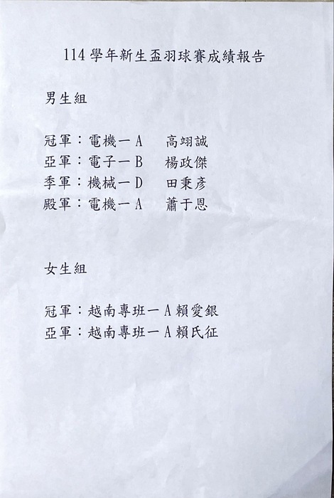 新生盃羽球賽圖片